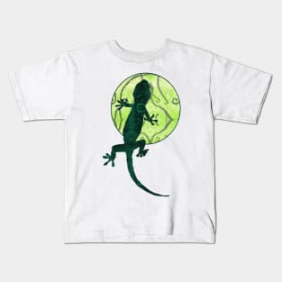 Green Lizard Moon Kids T-Shirt